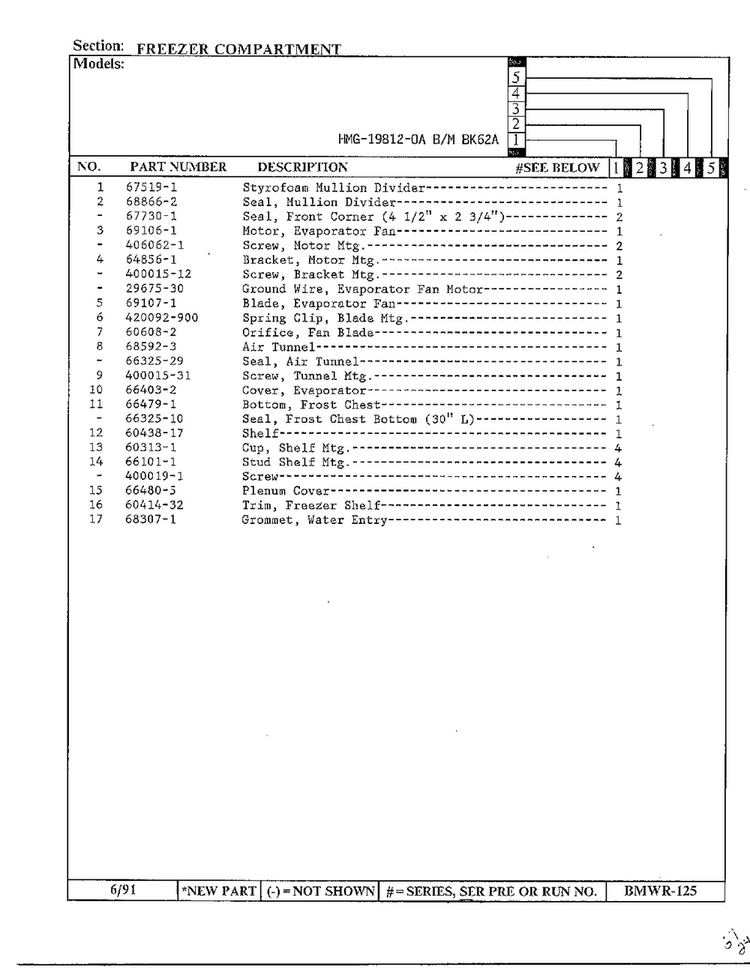 Freezer Compartment Page 2 Diagram and Parts List for 19812-0A  Admiral Refrigerator