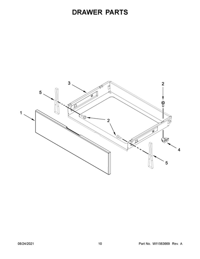 Drawer Parts Diagram and Parts List for YMER7700LZ0  Maytag Range