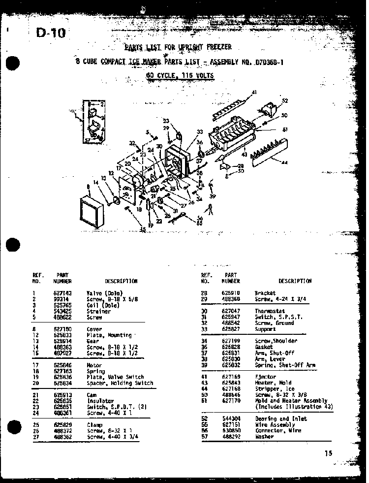 Section 3 Diagram and Parts List for ESUF16C P60345-81W Amana Freezer