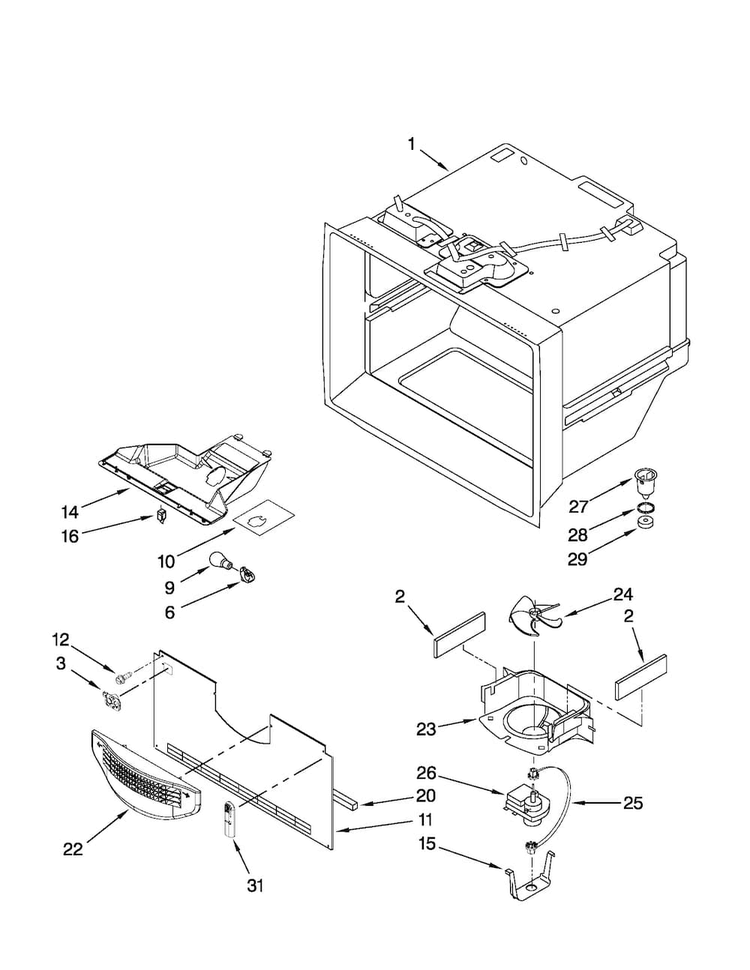 Freezer Liner Parts Diagram and Parts List for ABB1921WEW1  Amana Refrigerator