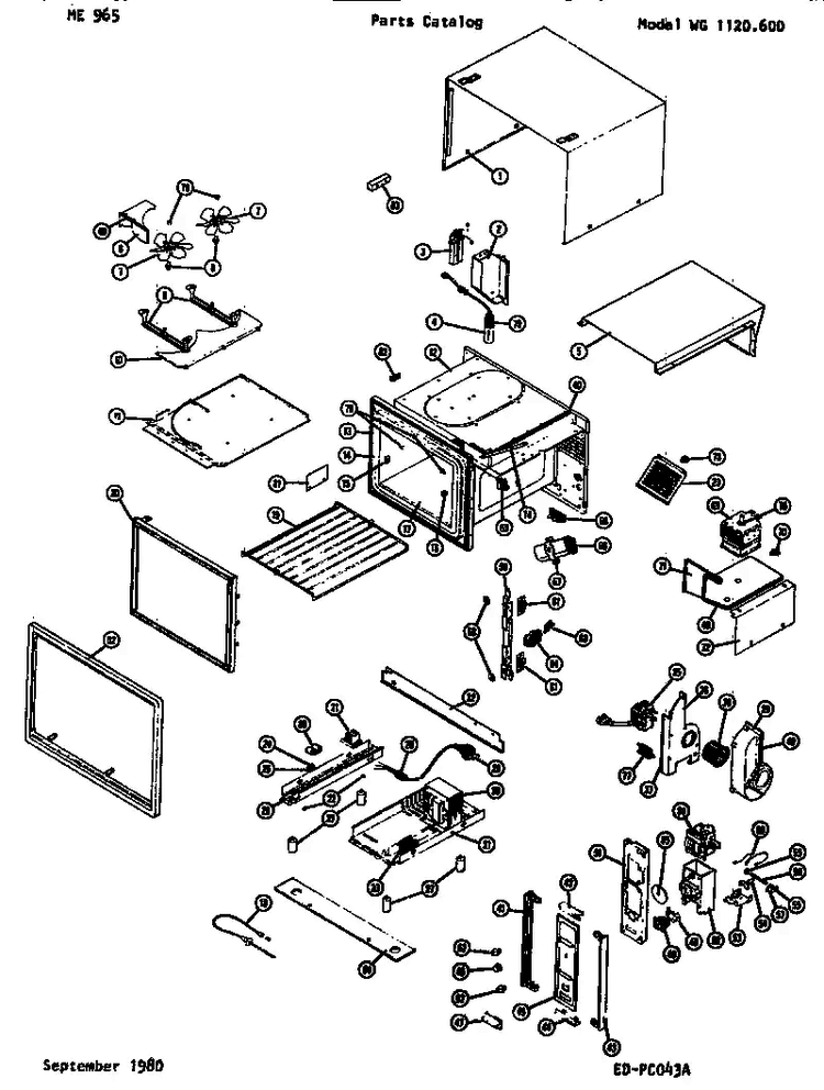 Replacement Parts Diagram and Parts List for WG1120600  Amana Microwave