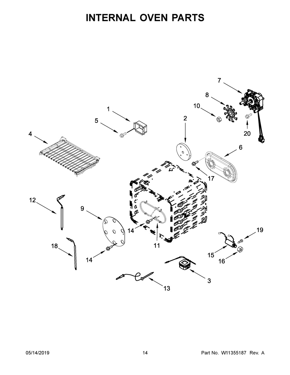 Internal Oven Parts Diagram and Parts List for JGRP430HL00  Maytag Range