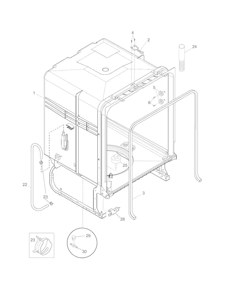 Tub Diagram and Parts List for CDB900NW0A  Crosley Dishwasher