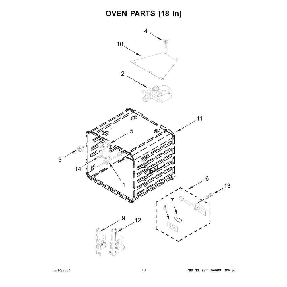 Oven Parts (18 In) Diagram and Parts List for JPIGC748RM00  Jenn-Air Range