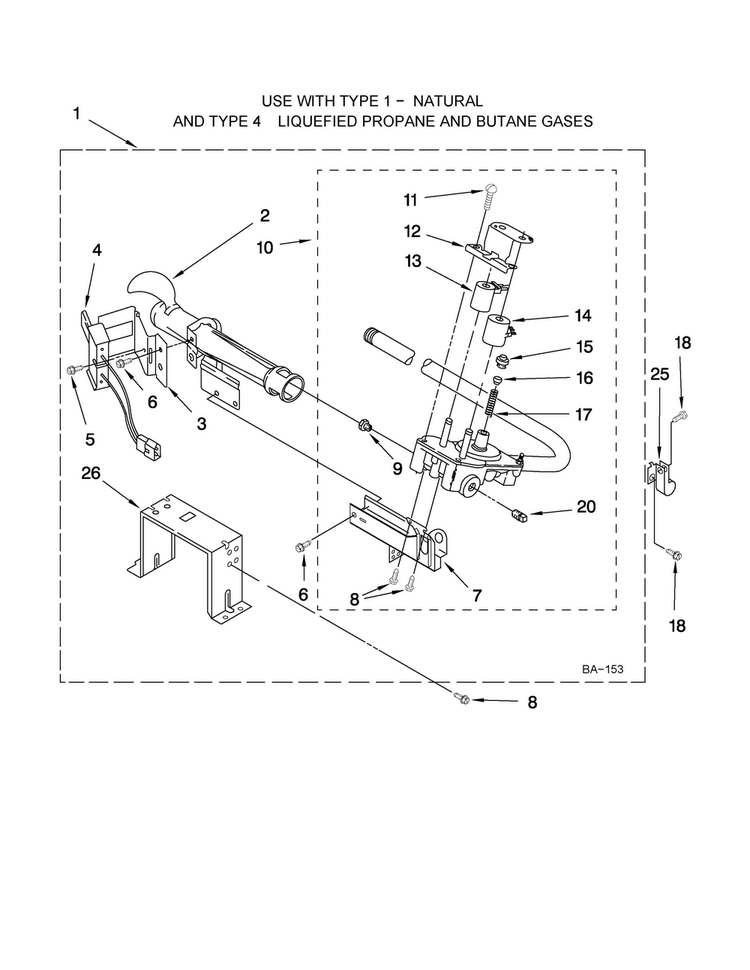 8576353 Burner Assembly Diagram and Parts List for MGDE300VW1  Maytag Dryer