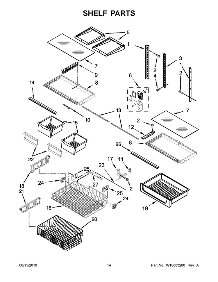 Shelf Parts Diagram and Parts List for MBF1958FEH00  Maytag Refrigerator