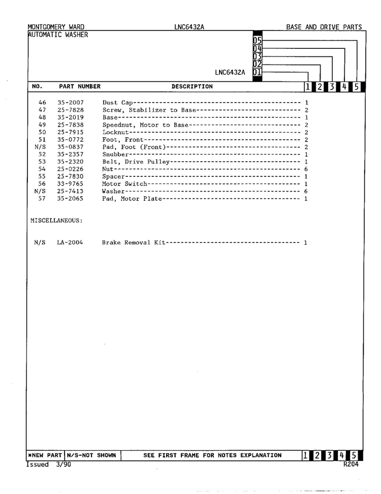 Base And Drive Parts Page 3 Diagram and Parts List for 6432A  Norge Washer