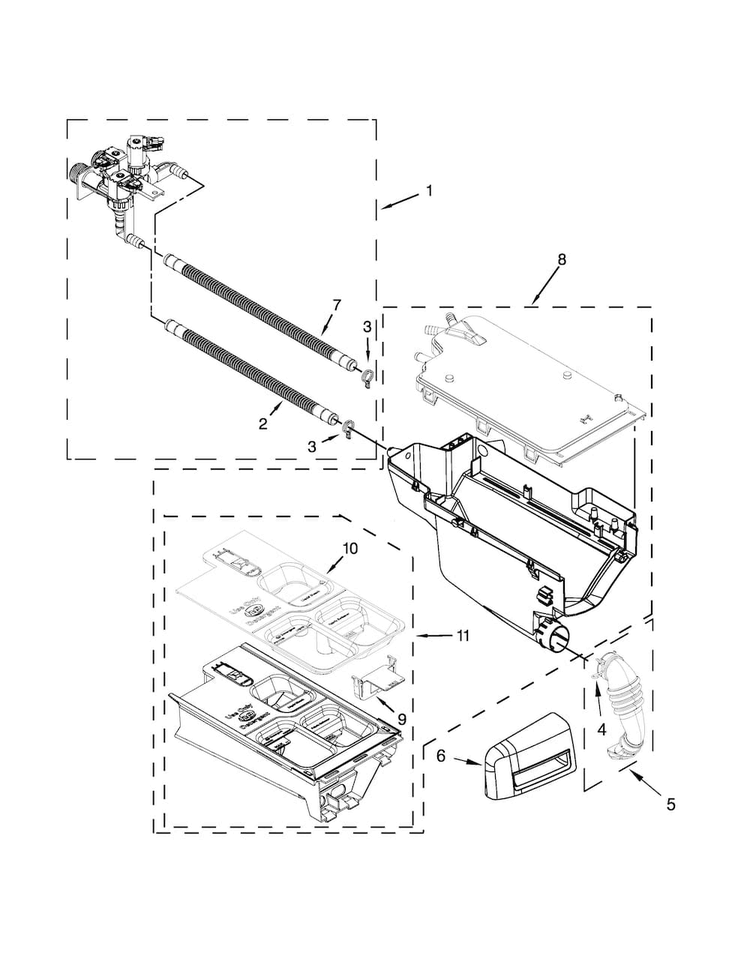 Dispenser Parts Diagram and Parts List for MHW3100DW0  Maytag Washer
