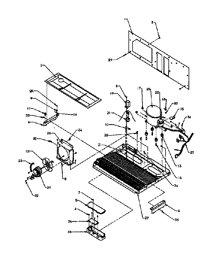 Machine Compartment Diagram and Parts List for 2599CIWEA-P1170601WL  Amana Refrigerator