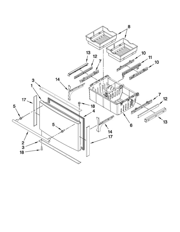 Freezer Door Parts Diagram and Parts List for JFI2089WTS6  Jenn-Air Refrigerator