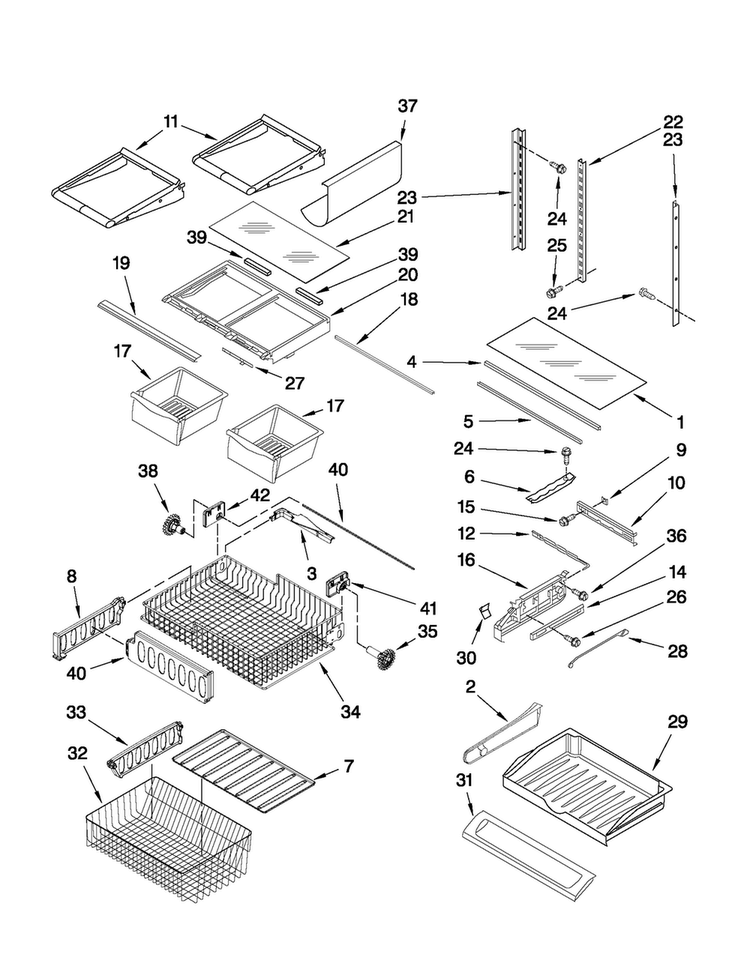 Shelf Parts Diagram and Parts List for JFC2089WTB7  Jenn-Air Refrigerator