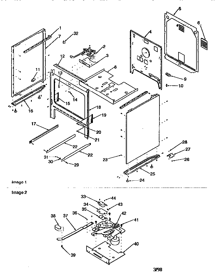 Cabinet Diagram and Parts List for ART6110LL P1143453LL Amana Range