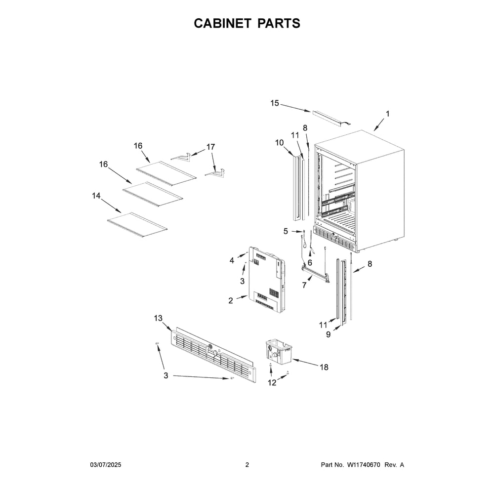 Cabinet Parts Diagram and Parts List for JURFL242HL02  Jenn-Air Wine and Beverage Cooler