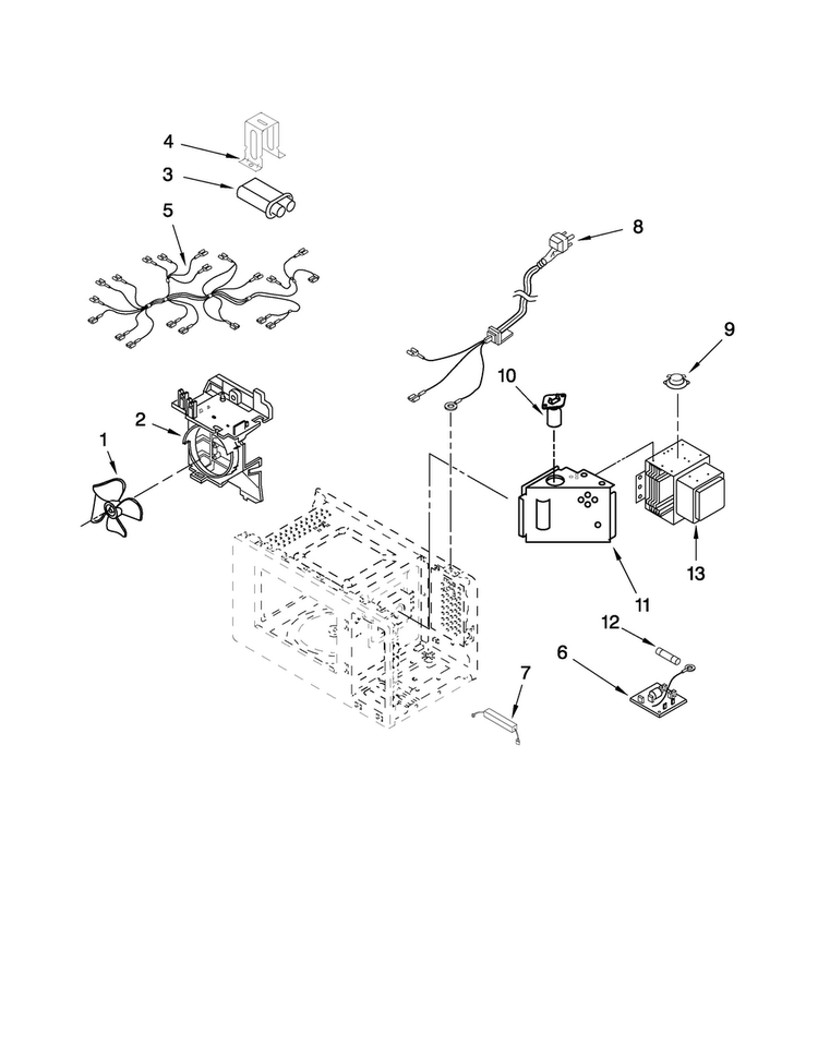 Microwave Interior Parts Diagram and Parts List for JMC5200BAW14  Jenn-Air Microwave