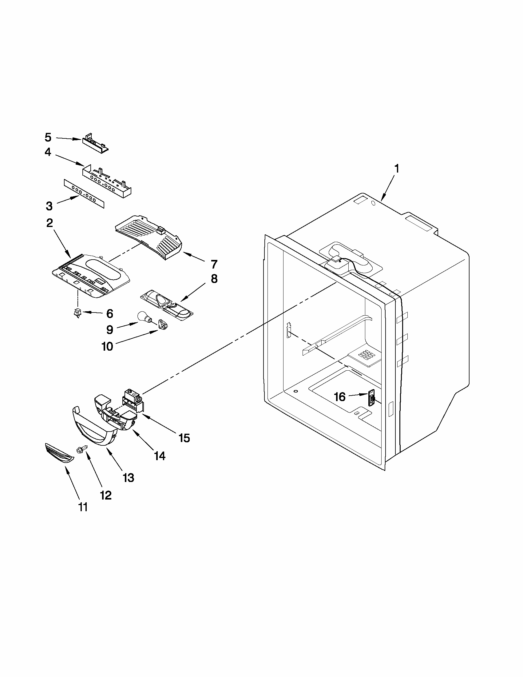 Refrigerator Liner Parts Diagram and Parts List for GB2026PEKB5  Amana Refrigerator