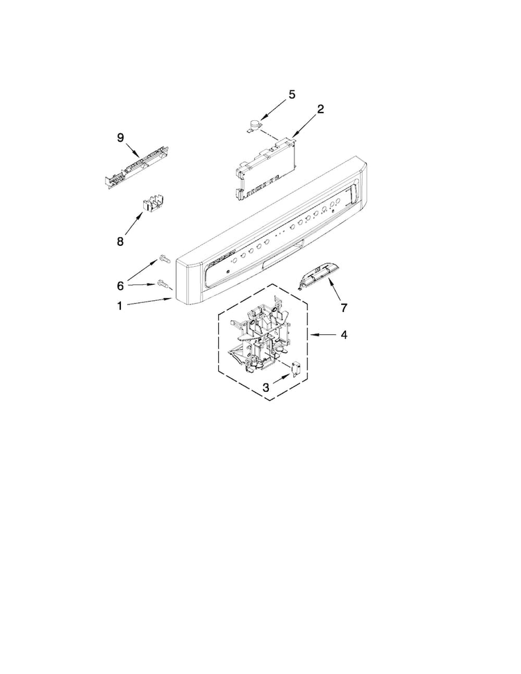 Control Panel And Latch Parts Diagram and Parts List for MDB4630AWS1  Maytag Dishwasher