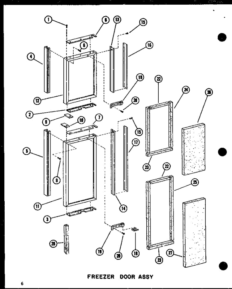 Freezer Door Assy Diagram and Parts List for SRI19C-P73320-54W  Amana Refrigerator