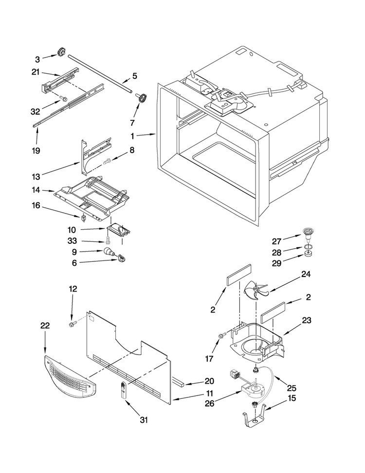 Freezer Liner Parts Diagram and Parts List for MFT2771WEM2  Maytag Refrigerator