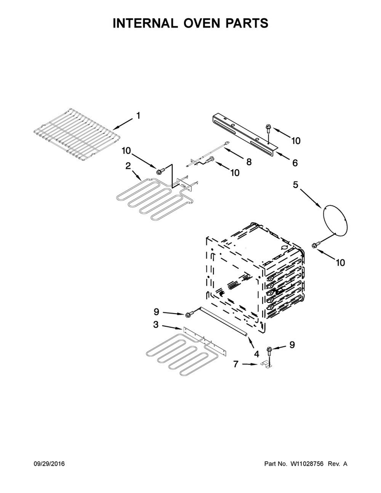 Internal Oven Parts Diagram and Parts List for JMW2327WS02  Jenn-Air Microwave