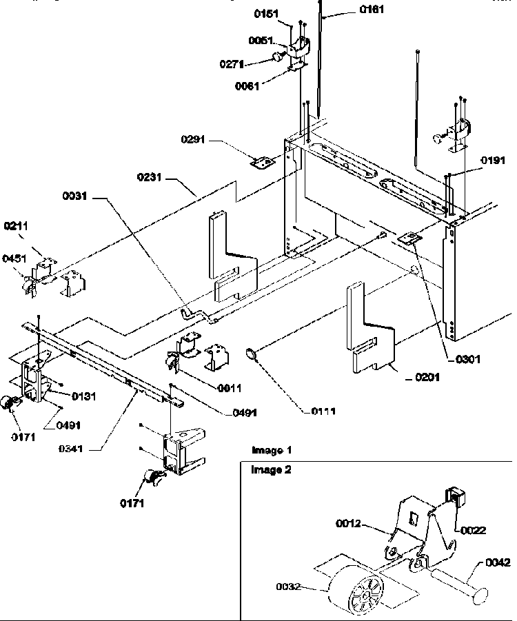 Bottom Hinge And Roller Assembly Diagram and Parts List for BXF19TW-P1311901WW  Amana Refrigerator