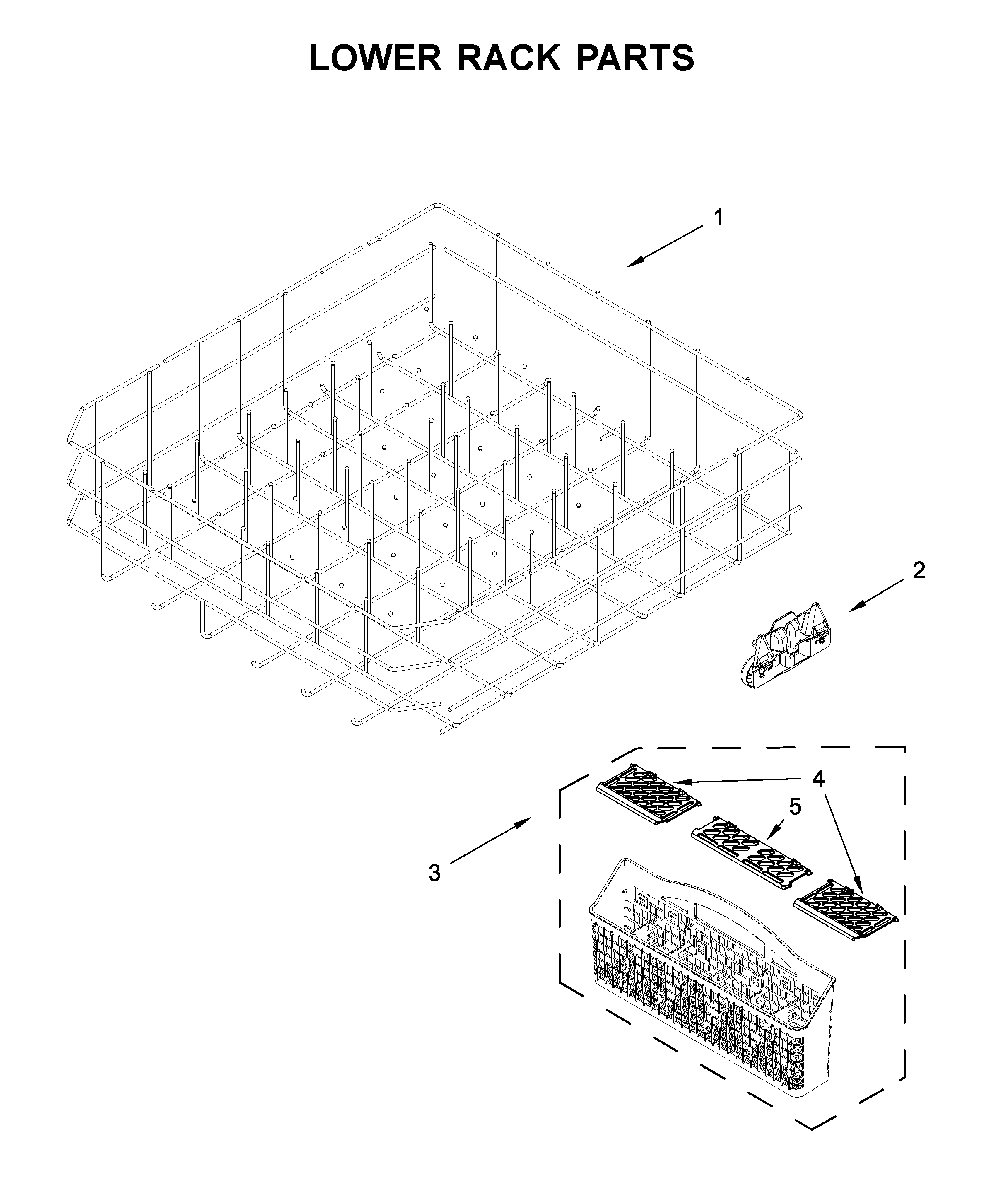 Lower rack parts Diagram and Parts List for MDB4949SHZ1  Maytag Dishwasher