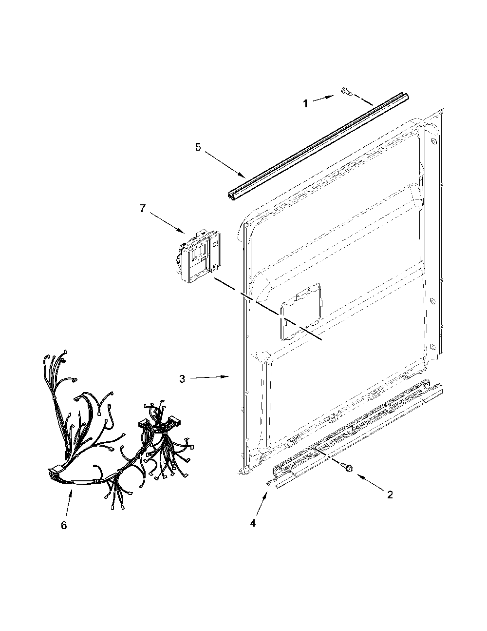 Inner Door Parts Diagram and Parts List for 66512769K314  Kenmore Dishwasher