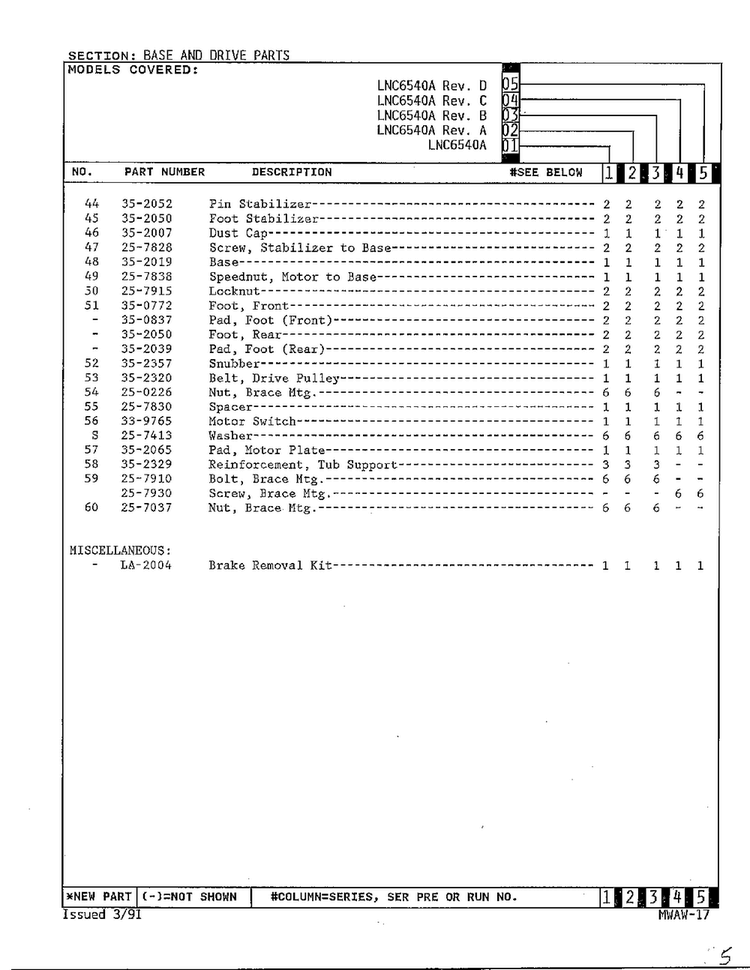 Base Aand Drive Page 3 Diagram and Parts List for 6540A REV D Norge Washer