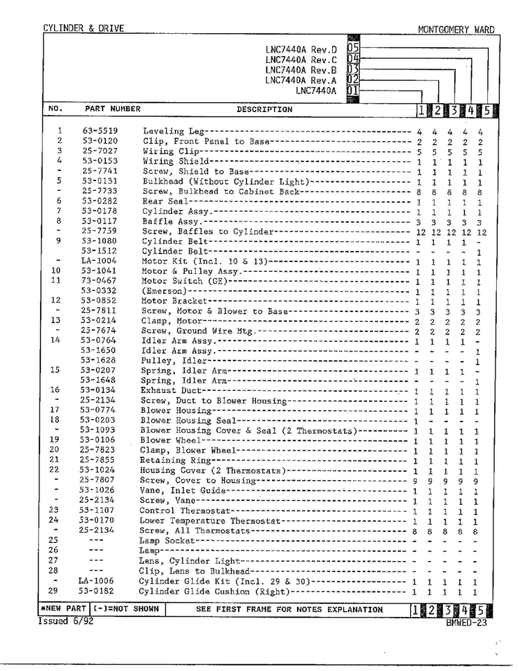 Cylinder And Drive Page 2 Diagram and Parts List for 7440A REV B Norge Dryer