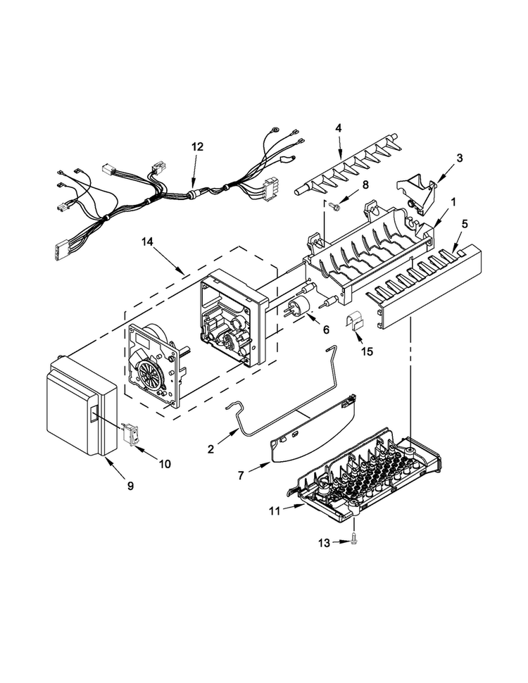 Icemaker Parts Diagram and Parts List for MFI2269VEM9  Maytag Refrigerator