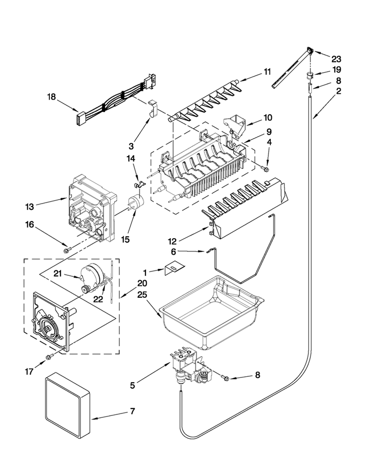Icemaker Parts Diagram and Parts List for JFC2290VEP5  Jenn-Air Refrigerator