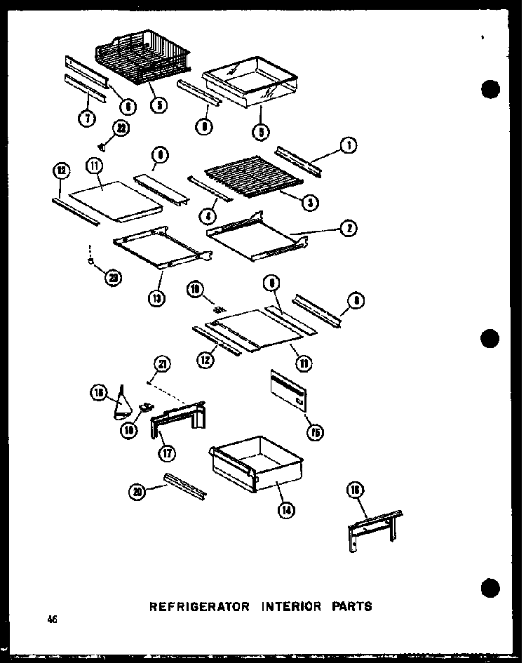 Refrigerator Interior Parts Diagram and Parts List for SRI19W-A-P60350-49WA  Amana Refrigerator