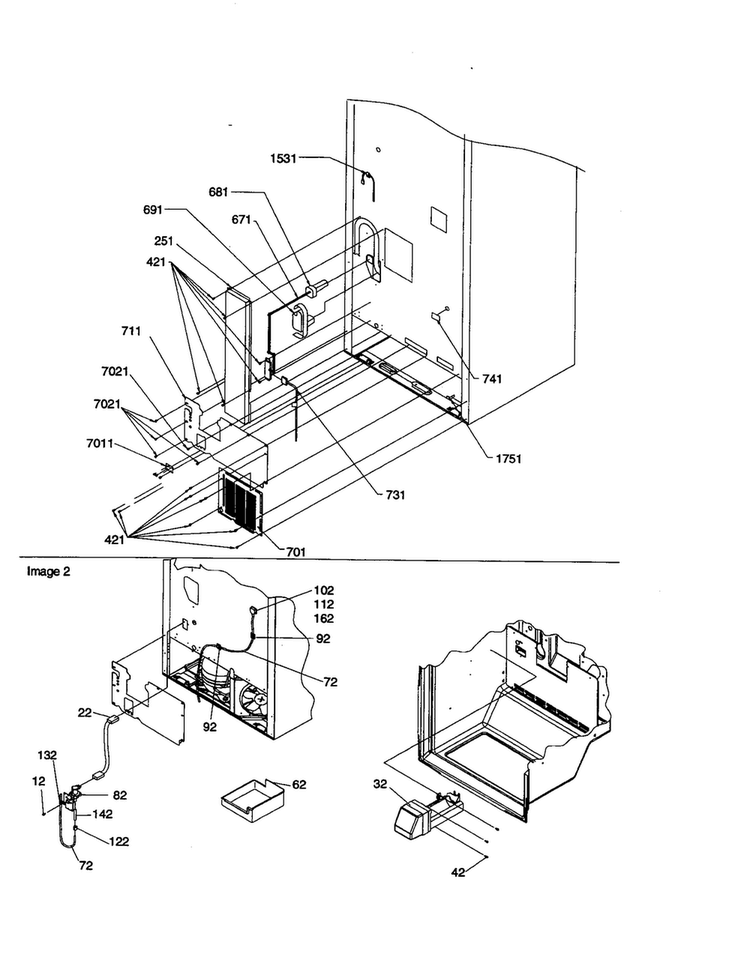 Cabinet Back Diagram and Parts List for BCI21VC-P1325005WC  Amana Refrigerator