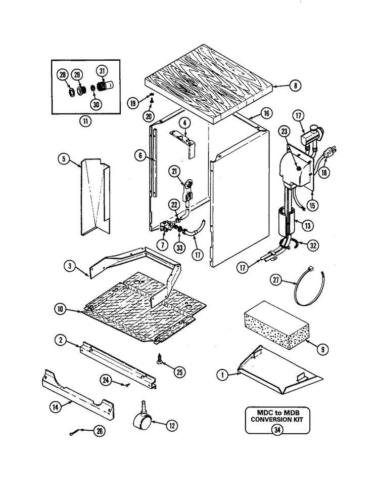 Cabinet And Coupler Assembly Diagram and Parts List for MCD4100AWX  Maytag Dishwasher