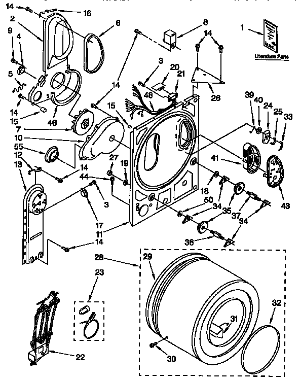 Bulkhead Parts Diagram and Parts List for 11688570100  Kenmore Dryer