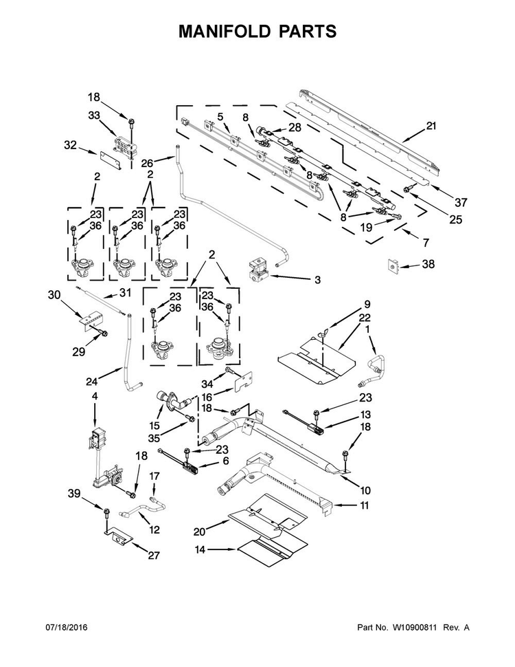 Manifold Parts Diagram and Parts List for MGT8820DS06  Maytag Range