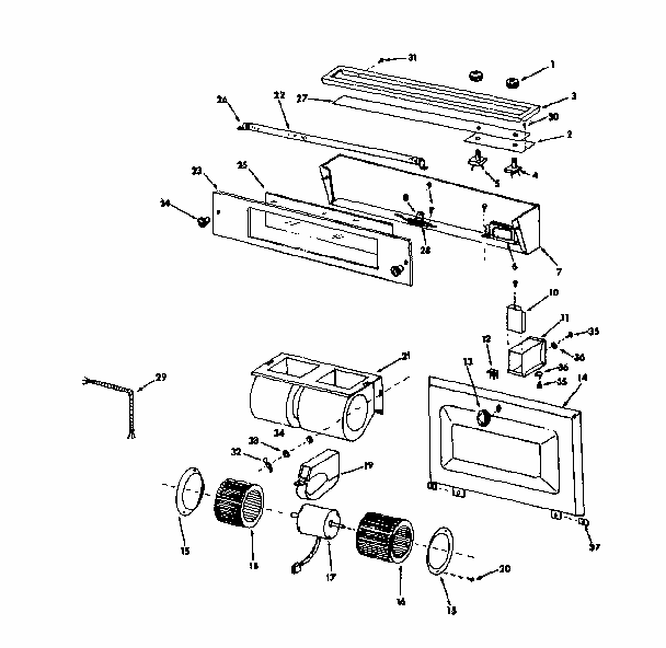 Blower, Light & Lens Assembly Diagram and Parts List for 8505257212  Kenmore Range Hood