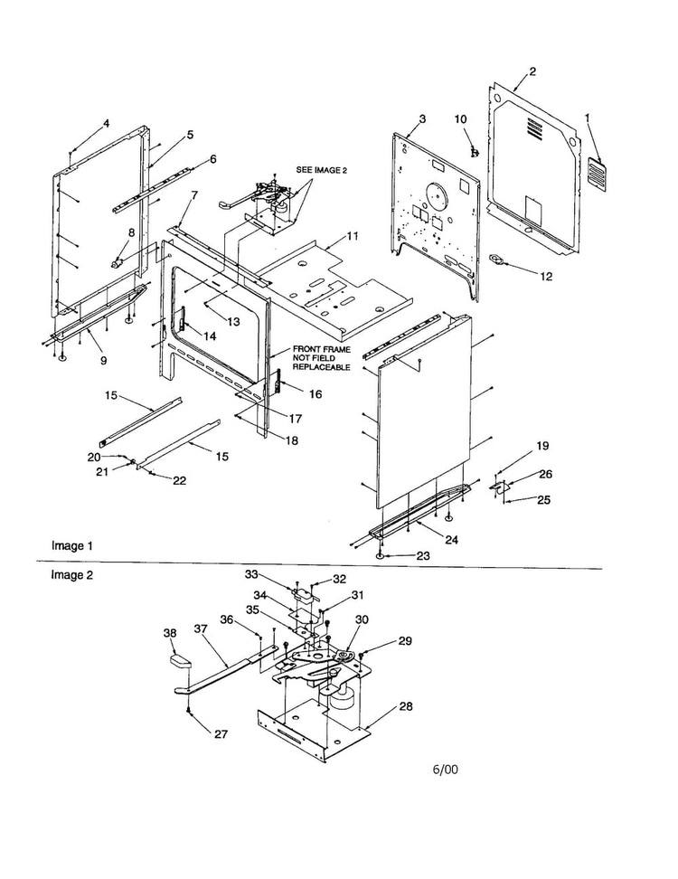 Cabinet Diagram and Parts List for ART612EE-P1143813NE  Amana Range
