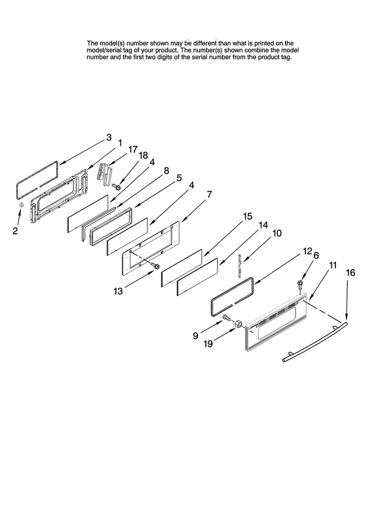 Upper Door Parts Diagram and Parts List for JER8895BAS11  Jenn-Air Range