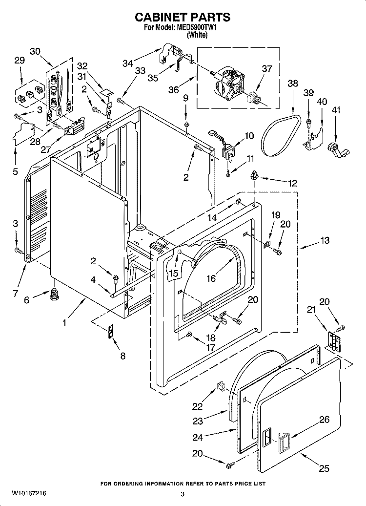 CABINET PARTS Diagram and Parts List for MED5900TW1  Maytag Dryer