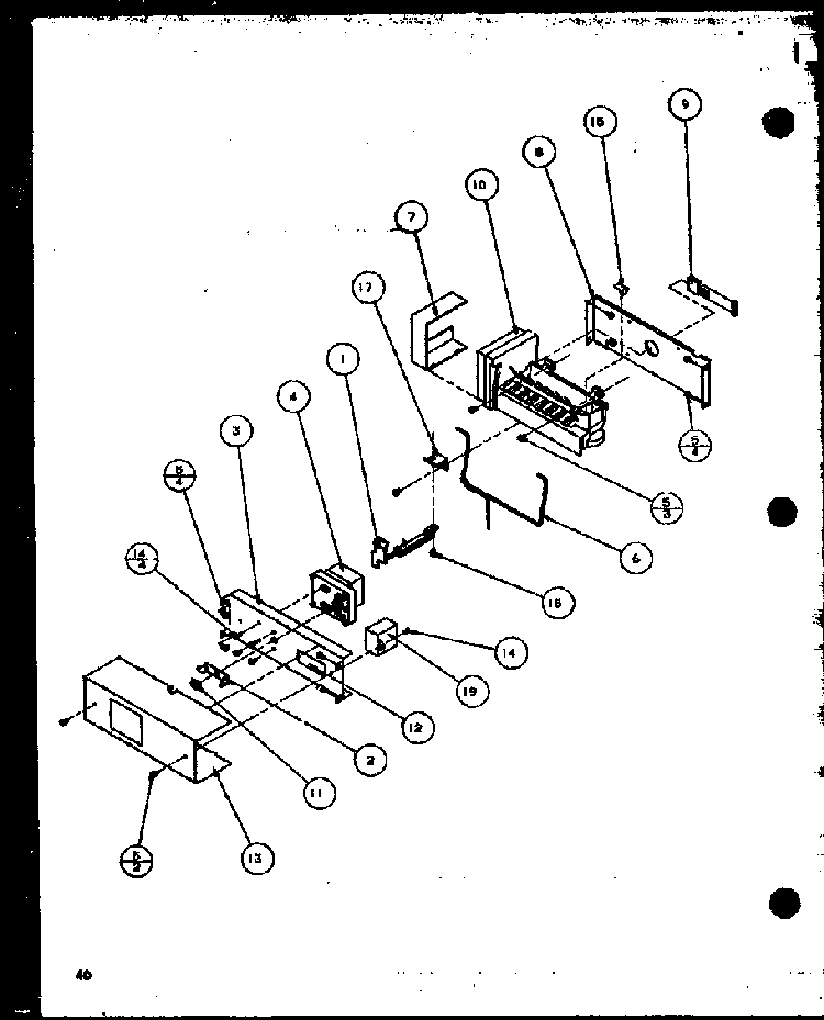 Ice Bucket And Ice Maker Diagram and Parts List for 36511W-P1121603WW  Amana Refrigerator