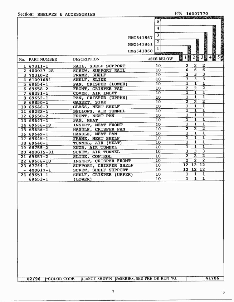 Shelves And Accessories Page 2 Diagram and Parts List for 641861  Admiral Refrigerator