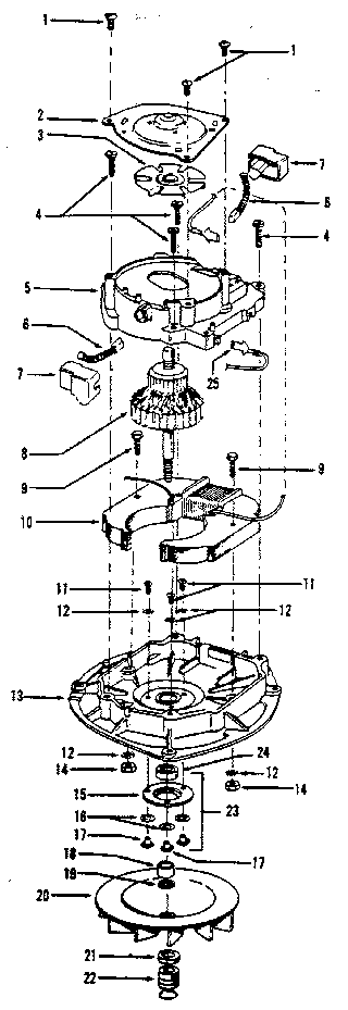 Motor Diagram and Parts List for U4725  Hoover Upright Vacuum