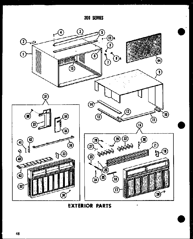 Exterior Parts Diagram and Parts List for 615-2J P54720-1R Amana Air Conditioner