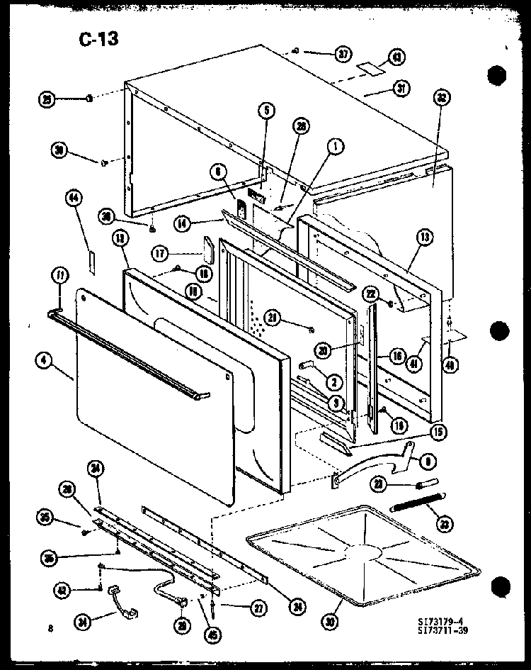Outer Cabinet Diagram and Parts List for RRL-10C P75534-1M Amana Microwave