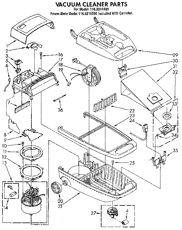 Base Assembly Diagram and Parts List for 1162214590  Kenmore Filters & Accessories