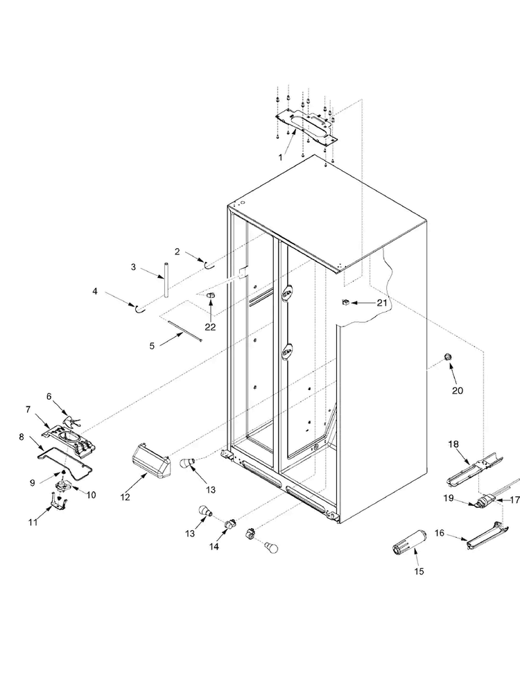 Evap Fan Assy And Lights Diagram and Parts List for ARS2661BC-PARS2661BB0  Amana Refrigerator