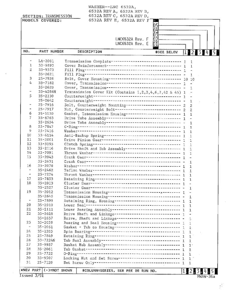 Transmission And Related Parts Page 4 Diagram and Parts List for 6532A REV C Norge Washer