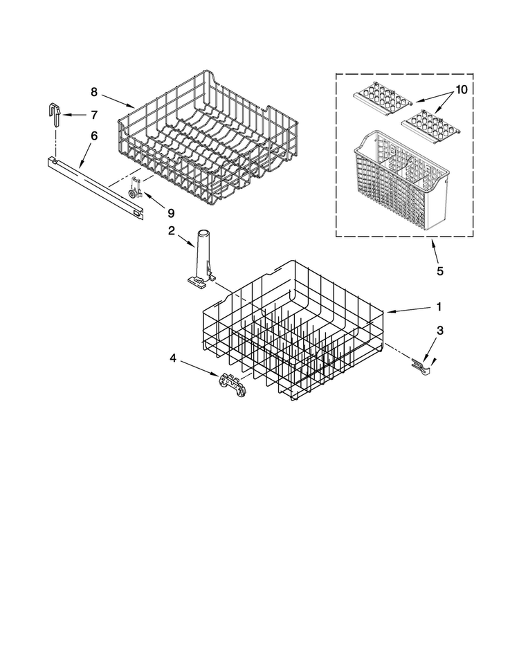 Dishrack Parts Diagram and Parts List for CDB4000AWB0  Magic Chef Dishwasher