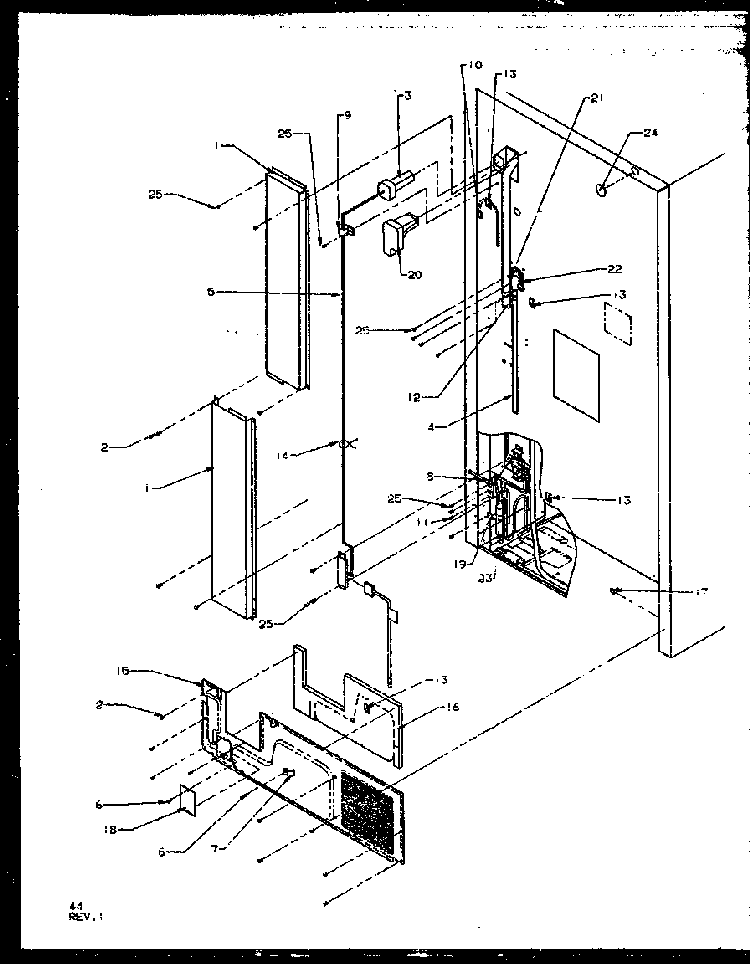 Rear Cabinet Diagram and Parts List for TS18RBW-P1158407WW  Amana Refrigerator