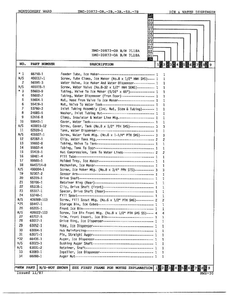Ice And Water Dispenser Page 2 Diagram and Parts List for 20872A  Admiral Refrigerator